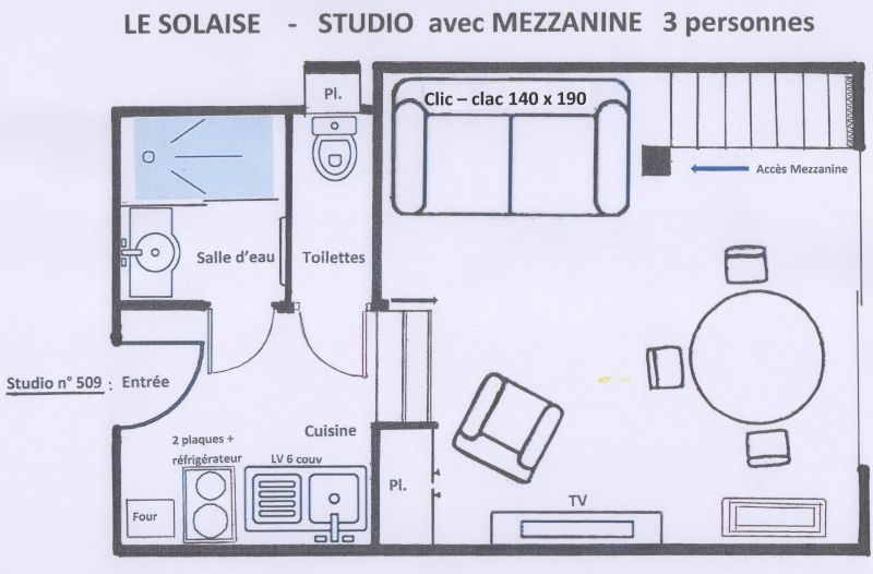 foto 4 Alquiler vacacional entre particulares Val d'Isre studio Rdano Alpes Saboya Plano del alojamiento