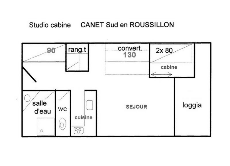 foto 6 Alquiler vacacional entre particulares Canet-en-Roussillon studio Languedoc-Roselln Pirineos Orientales Plano del alojamiento