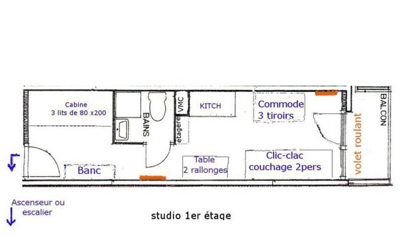 foto 14 Alquiler vacacional entre particulares Les Menuires studio Rdano Alpes Saboya Plano del alojamiento