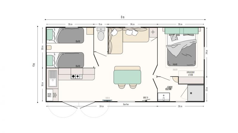 foto 10 Alquiler vacacional entre particulares Damgan mobilhome Bretaa Morbihan Plano del alojamiento